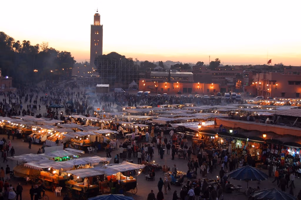 Jemaa el fna dusk food stalls