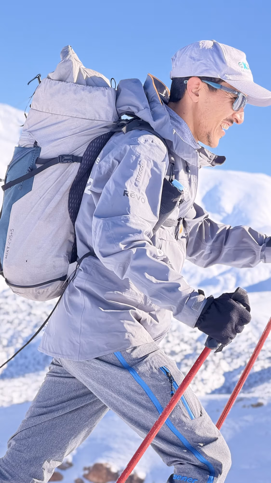A ski tourer climbing a snow slope in the High Atlas